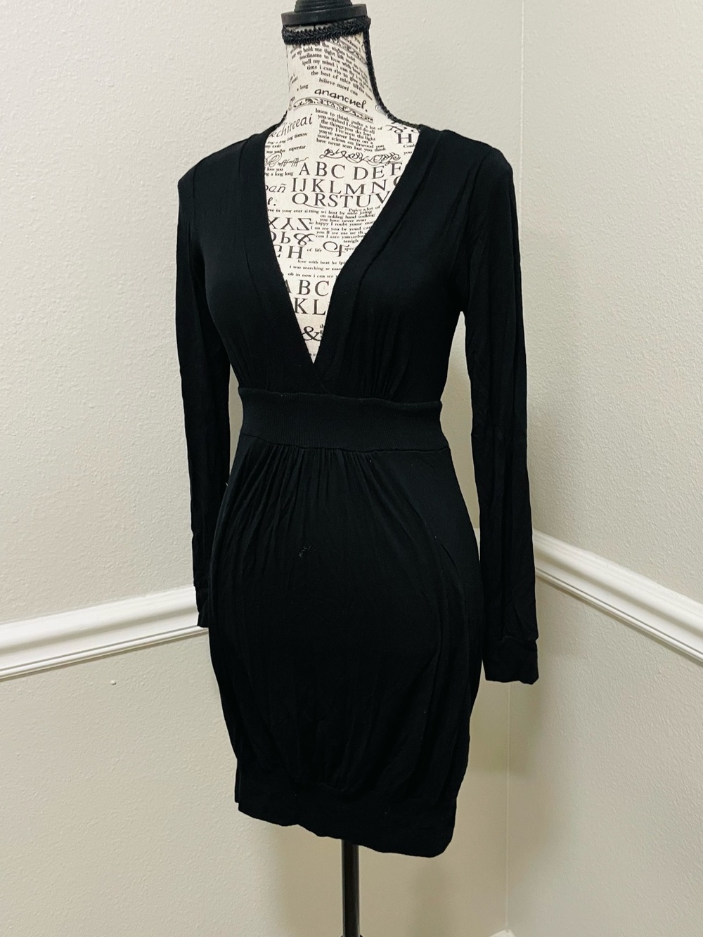 Forever 21 Black Long Sleeve Fit-and-Flare Dress